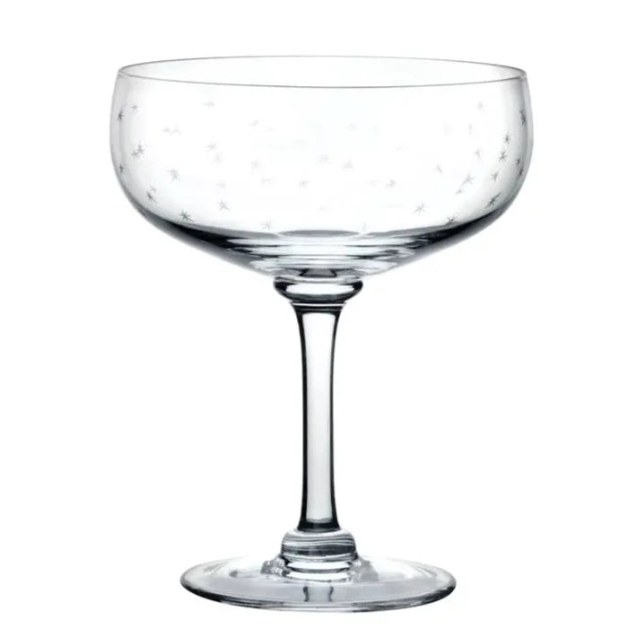 Set of 4 Etched Star Crystal Cocktail Glasses
