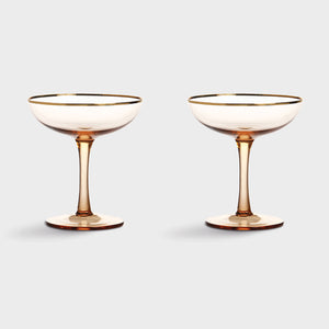 Set of 2 Champagne Coupes | Pink