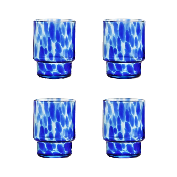 Set of 4 Glass Tumblers | Tortoise Blue