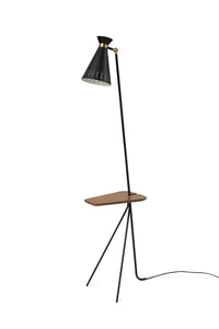 Cone Floor Lamp with Table Black
