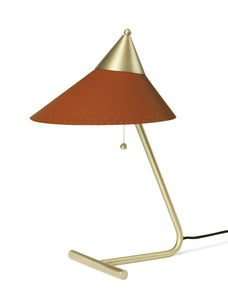 Brass Top Table Lamp Rusty Red