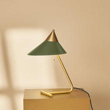 Load image into Gallery viewer, Brass Top Table Lamp Pine Green