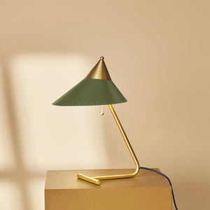 Brass Top Table Lamp Pine Green