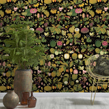 Load image into Gallery viewer, Asian Fruits &amp; Flowers Anthracite Wallpaper