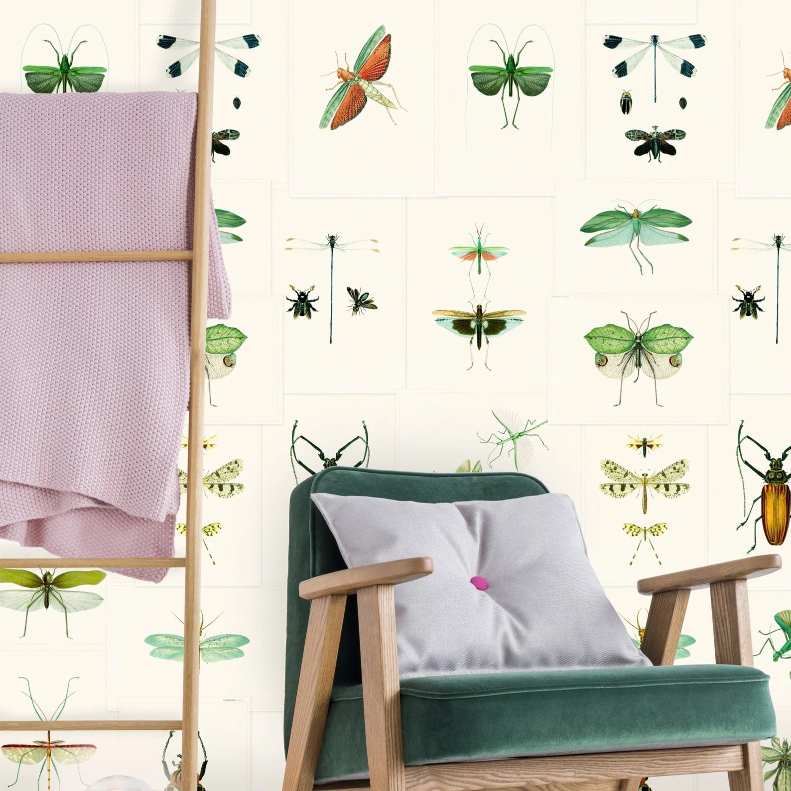 Wallpaper Entomology Green By The Orchard Furniture | notonthehighstreet.com