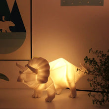 Load image into Gallery viewer, Dinosaur Lamp | White Triceratops