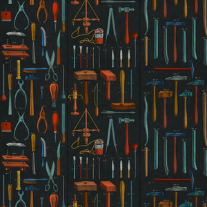Old Tools Anthracite Wallpaper
