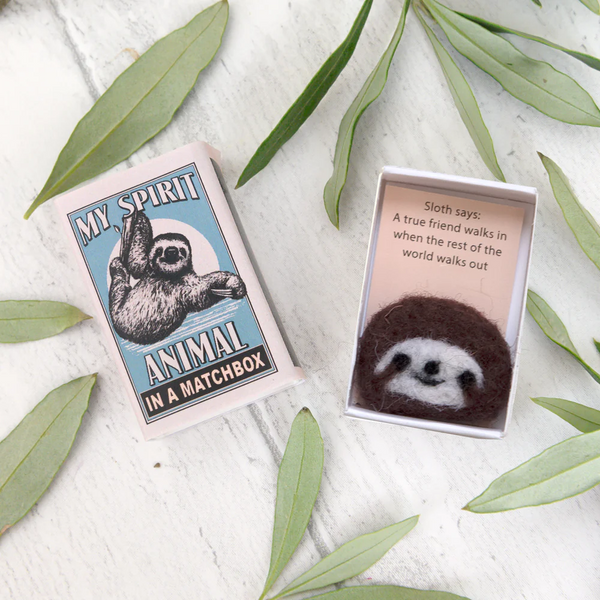 Matchbox Miniature Keepsake | Wool Felt Sloth Spirit Animal