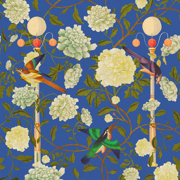 The Garden of Immortality Lapis Blue Wallpaper