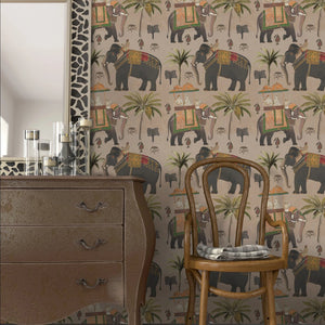 The Procession Taupe Wallpaper